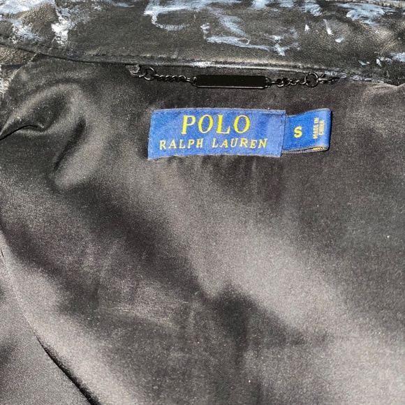 $1498 Polo Ralph Lauren Small Tie Dye Leather Jacket Painted Runway New - Picture 7 of 8